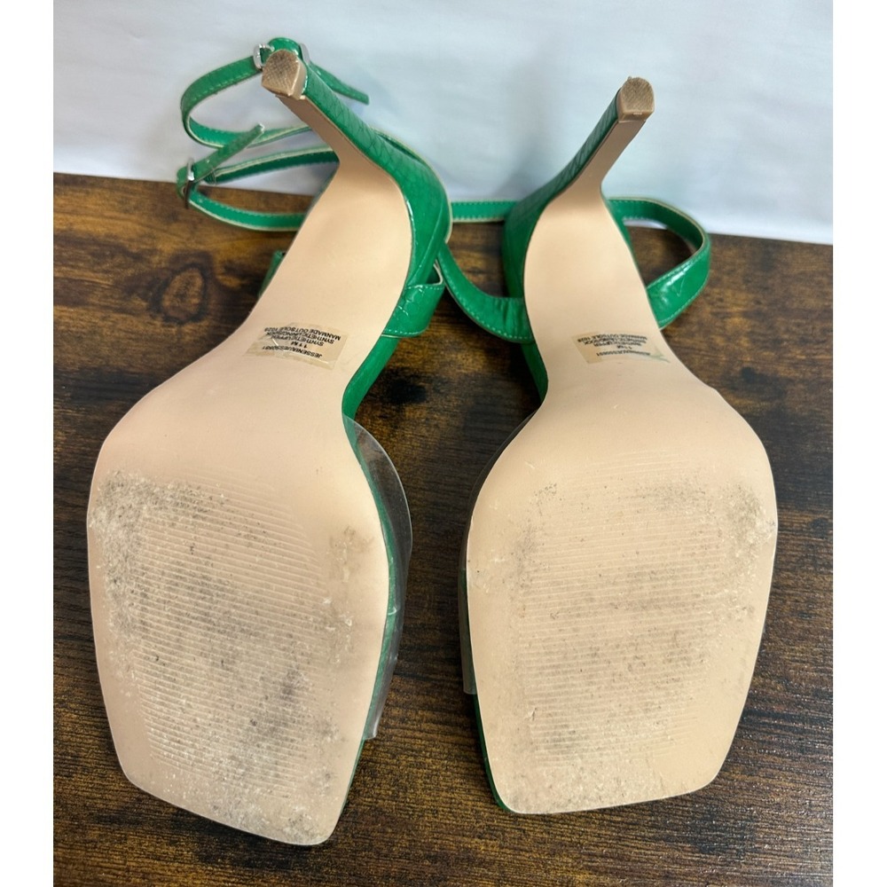 Steve Madden Jessenia Green Croc Embossed Clear Strap Square Toe Heels 11 M - Picture 9 of 12